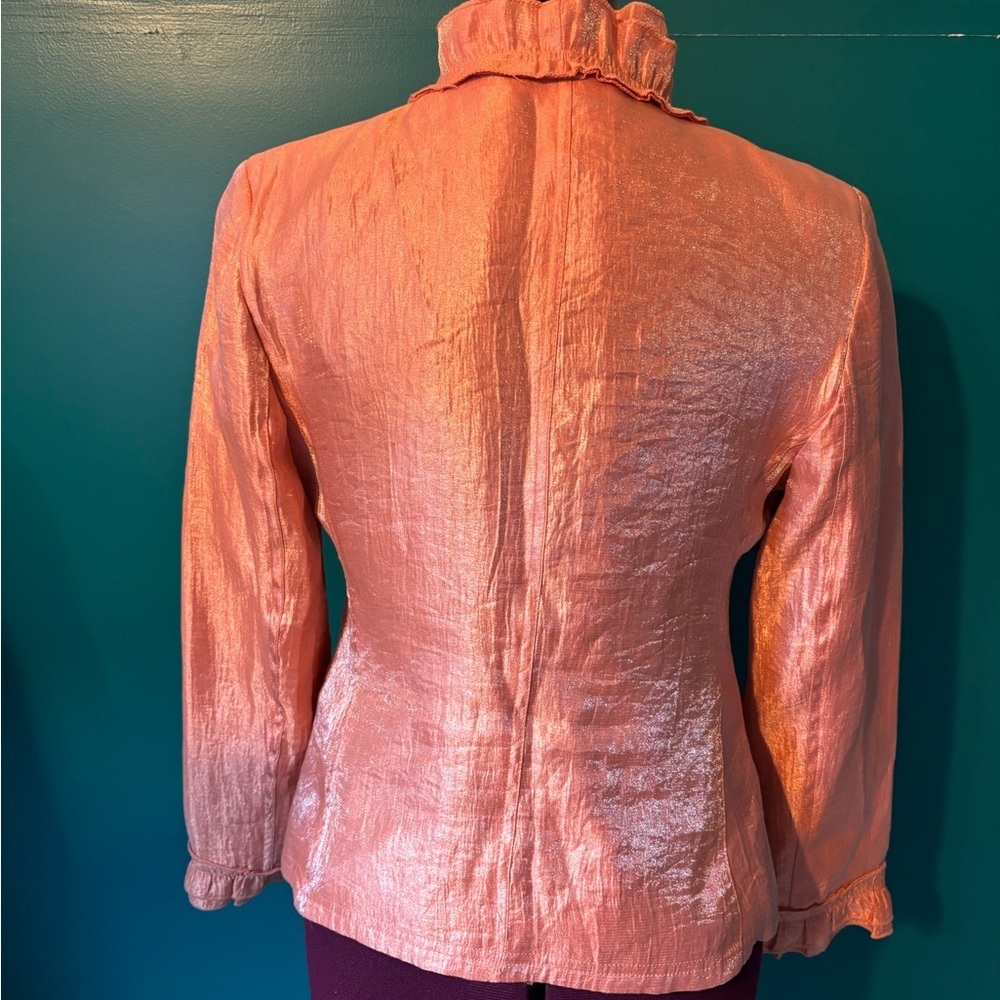 RAFAEL Shimmering Coral Ruffled Blazer - Picture 4 of 6